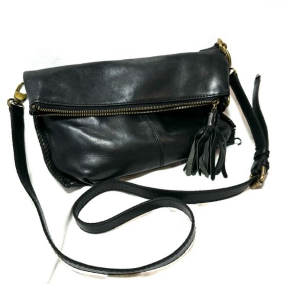 Lucky Brand Handbags - Lucky Brand Black Leather Crossbody Bag Expandable with Adjustable Strap